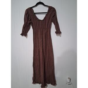 Funky People Womens Maxi Dress Size M Brown Boho Long Flowy Flowers